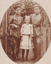 WW1 RPPC Photo Military Imperial German Army Soldiers Young Girl Family Portrait