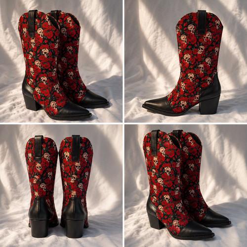 Black red womens roses skull - womens,