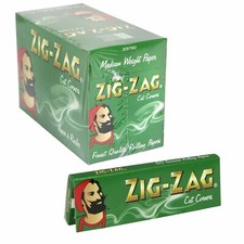 Full Box of 100 Booklets Zig Zag Tobacco Rolling Papers Green Cut Corner 