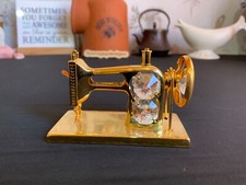 Crystal Temptations SEWING MACHINE Figurine Ornament 24k Gold Plated & Crystals