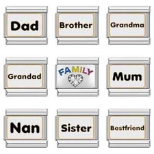 ITALIAN CHARM BRACELET LINK FAMILY,DAD,MUM,SISTER BROTHER NAN,GRANDAD, CH1 to   