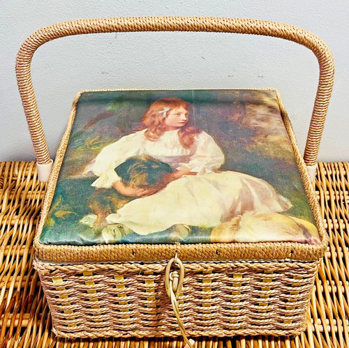 Vintage 1970s wicker sewing - vintage,