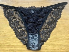 Black with sheer lace Pattern Fullback Panties With String Sides, 12-14uk
