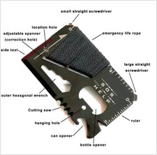 Black Stainless Steel Credit Card Size Wallet Multi Tool