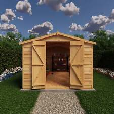 Overlap Double Door 12x8 Storage Shed - Outdoor Wooden Garden Shed