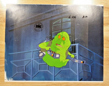 THE REAL GHOSTBUSTERS Animation Cell - Slimer and Copy Background/ Drawing