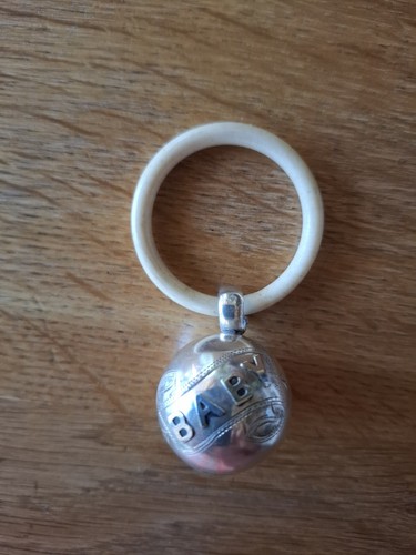 Silver baby rattle teether - rattle,