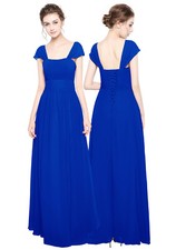 Straps maxi Chiffon Bridesmaid Wedding Party Prom Dresses -UK Angel Fashion