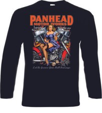 Long Sleeve Black Biker V Twin & Old School Design PANHEAD Motor