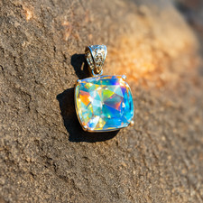 Rainbow mystic topaz pendant - topaz,