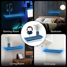 Black Floating Shelf with Blue