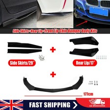 Front Bumper Spoiler + Rear Lip Splitter + Side Skirt Kit For Universal Car UK