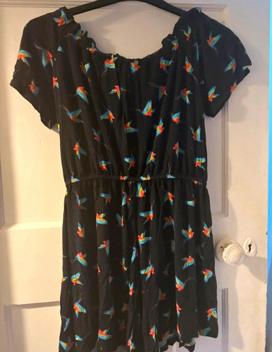 Shein black bird print line - shein, a-line