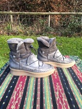 Spanish Silver Grey Sheepskin Shearling Wedge Platform Ankle Boots EU38 UK5 €200