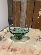 Blown Glass Centerpiece Abstract Blue Green Amber Art Glass Bowl Dish Candy