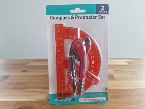 Compass and protractor set - and,