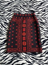 Alexander McQueen Intarsia Knit Skirt Black Red Stretchy Knitted Approx Sz Small
