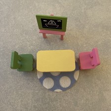 Lundby Children's Bedroom and Playroom Set Bright colours Desk/chair/chalk board