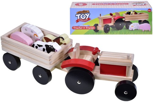 Wooden tractor trailer toy - wooden,