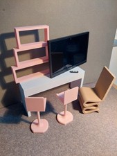 Dolls house 1/12th scale modern furniture and TV by Pretty Miniatures