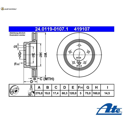 Brake disc 0119 0107 1 - brake, 24.0119-0107.1