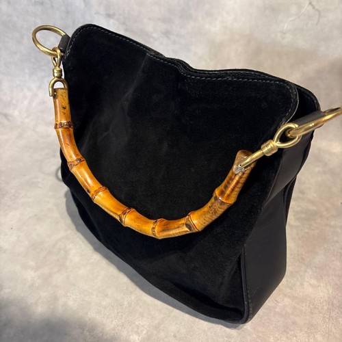 Gucci suede bag black bamboo - bag,