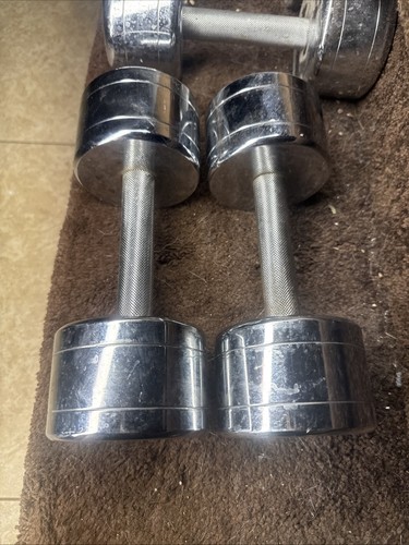 Chrome steel knurled dumbbells - steel,