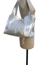 Silver  leather bag White