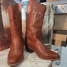 Mens Browny Red Leather Cowboy Boots Size UK 10