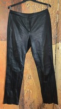 Jaeger Real Leather Cutwork  Detail Straight Leg Vintage Trousers  Size  12