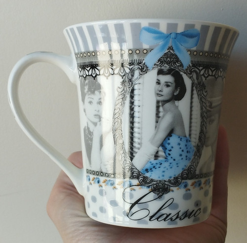 White ceramic coffee mug - , blue