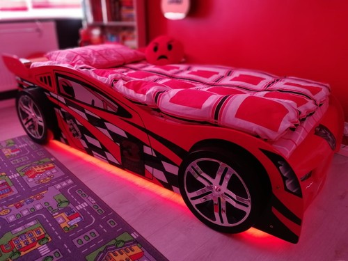 Red glossy wood car - red, frame