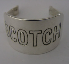 RARE SUPERB STERLING SILVER SCOTCH WHISKY WHISKEY LABEL COLLAR c1980 BARWARE