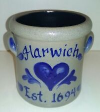 ROWE POTTERY WORKS WISCONSIN CUSTOM MADE SALT GLAZE CROCK JAR "HARWICH EST 1694"