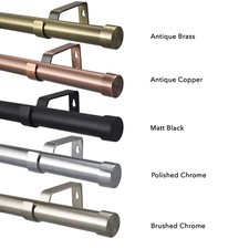 Curtain Poles 19mm Extendable Eyelet Metal Rail Rod Black Copper Chrome Brass