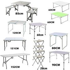 Folding Table Portable Fold Up Tables Camping Garden Party Trestle or 4pc Chairs