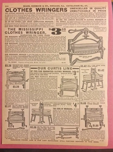 Clothes wringer 1908 sears - clothes,