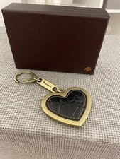Mulberry Black Printed Leather Heart Keyring