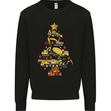 Construction Christmas Tree Digger Lorry Crane Kids Sweatshirt Jumper