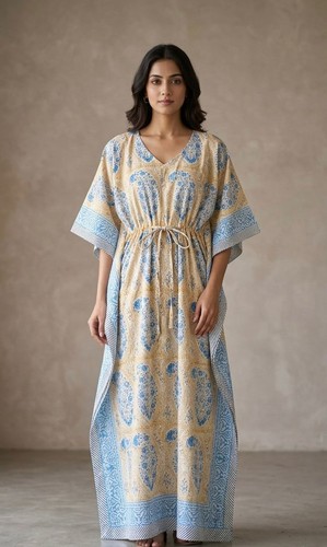 Indian handblock print kaftan - indian,