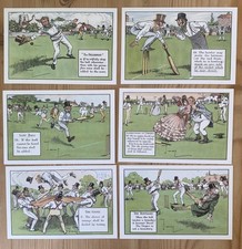 Set of 12 Classic Cricket Cards, Postcards -  Comic Reproductions  Chas Crombie