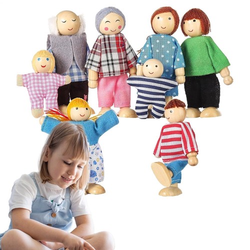Wooden family doll - 8, figures