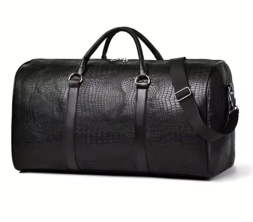 Faux leather crocodile duffel - leather,
