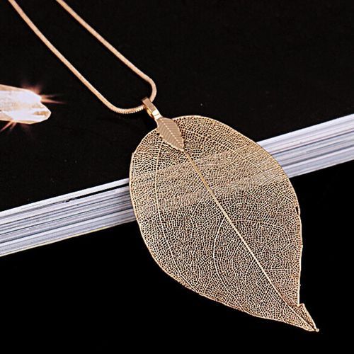 Necklace leaf gold rose - leaf,