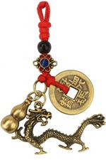 Chinese Dragon Lucky Charm Coin Feng Shui Keyring Pendant Amulet Protection