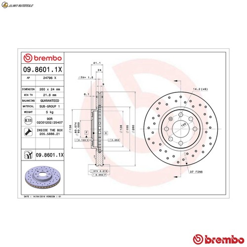 Brake discs 8601 1x for - brake,