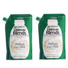 2x Garnier Ultimate Blends Delicate Oat Milk Shampoo Refill Pouch 500ml