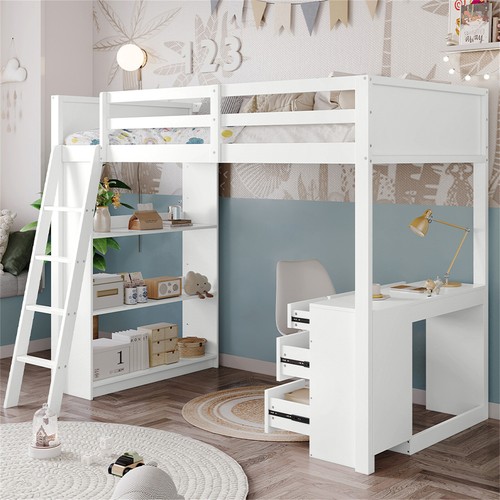 Wooden loft bed high sleeper - loft,