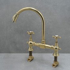 Vintage brass mixer taps - retro - belfast sink - antique - faucet - swan head