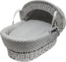 Embroided  Wicker Moses Basket